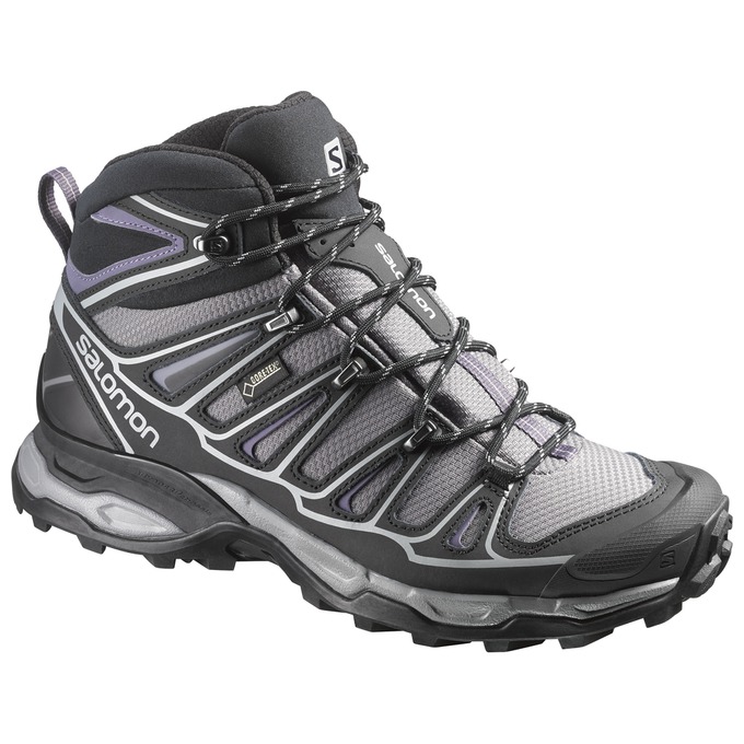 Salomon Israel X ULTRA MID 2 W SPIKES GTX® - Womens Winter Boots - Silver/Black (RPKM-97426)